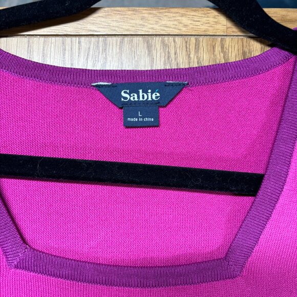 NWT Sabié Pink Knit Long Sleeve Fit & Flare Sweater Dress – Size L - Picture 5 of 7